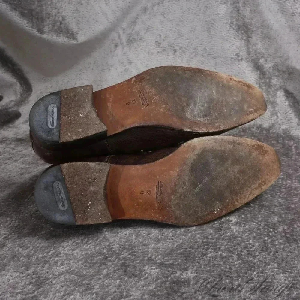 Santoni Grained Leather Burnished Espresso Derby Shoes 13 Made in Italy - Picture 7 of 10